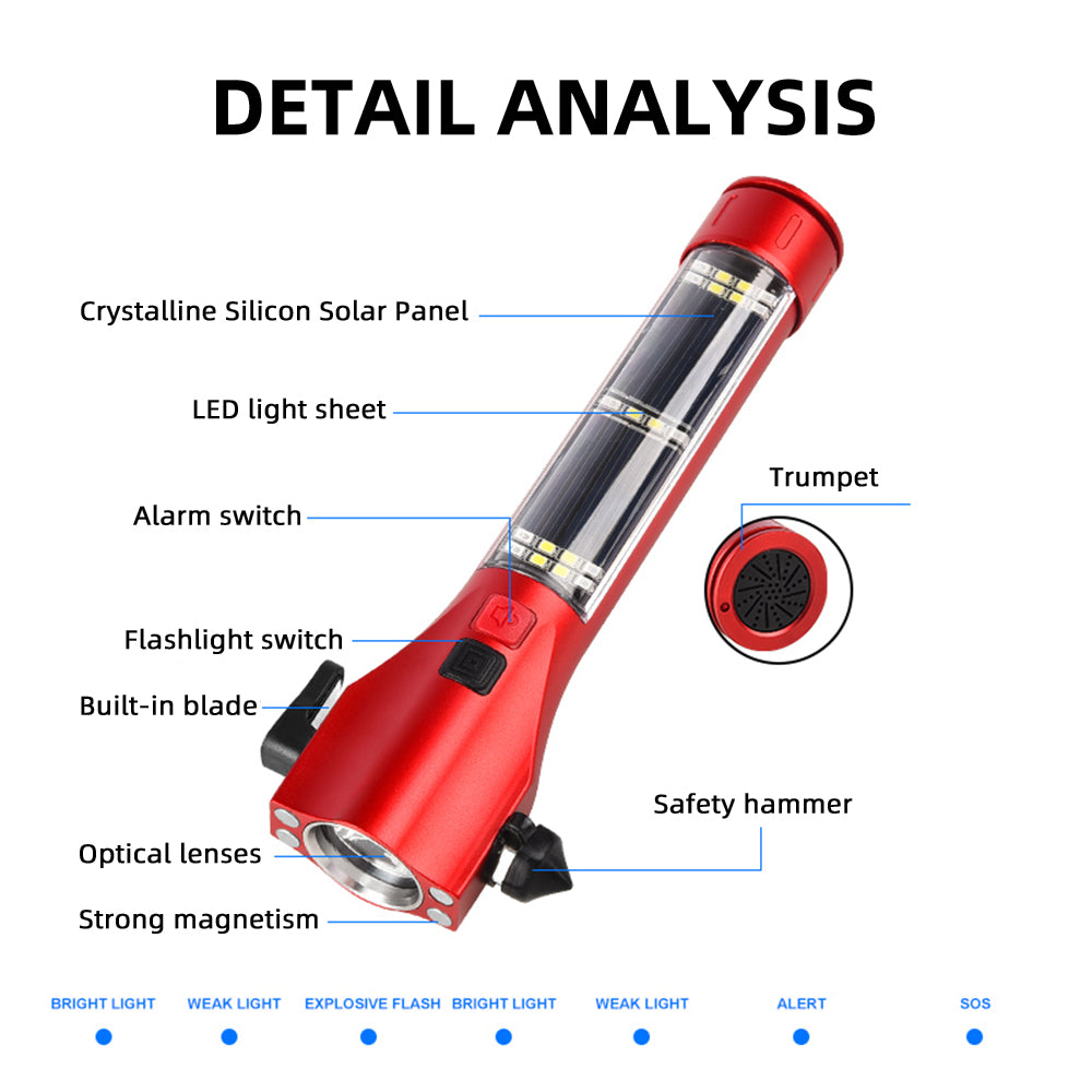 Timo Products™ Multi-functional Rechargeable LED Flashlight with Hammer