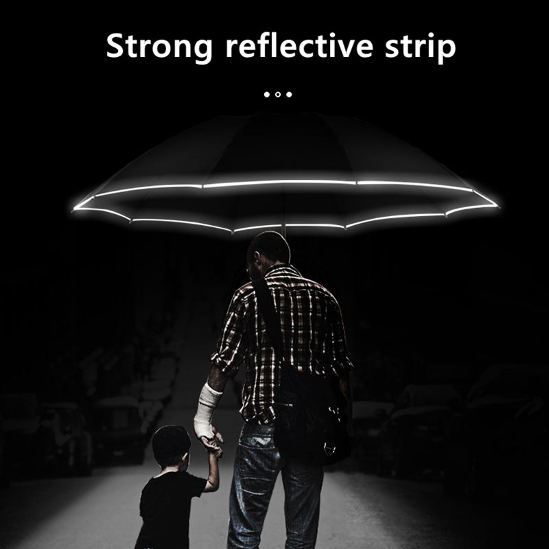 Timo Products™ Automatic Umbrella With Reflective Stripe Reverse Led Light