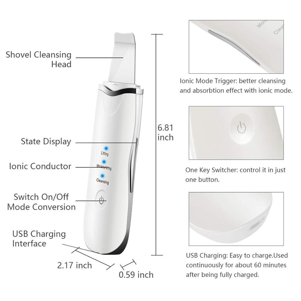Timo Products™ Ultrasonic Facial Skin Scrubber